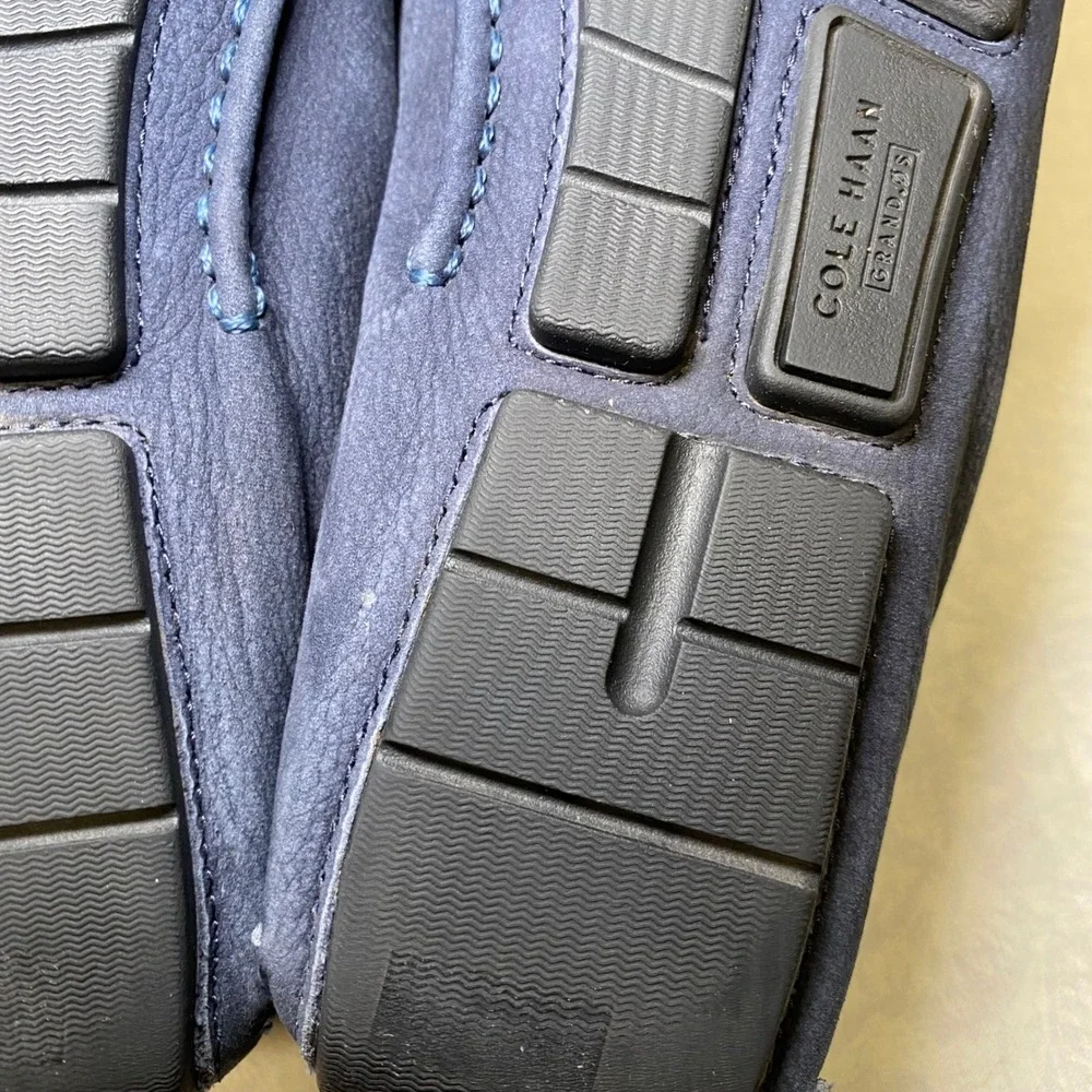 Cole Haan GrandØS Navy Nubuck Penny Loafers Driving Shoes Men's Size 8B